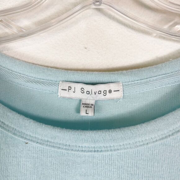 PJ Salvage NWT Women's Rainbow Striped Love Crew Neck Aqua Sweatshirt L - Picture 4 of 5